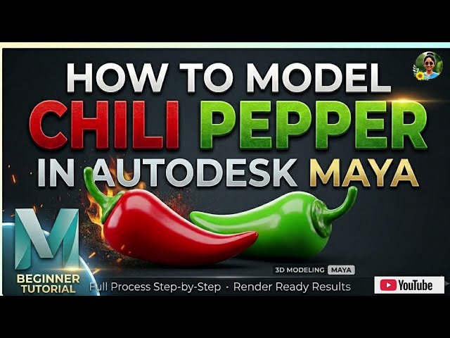 How to Model Chili Pepper in Autodesk Maya | Beginner Tutorial 🌶️#autodeskmaya#3dmodeling #chili