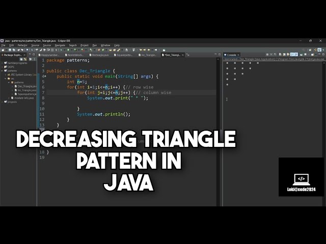 Decreasing Triangle Pattern inTamil | Pattern |#javatamil#coding#java#programming #javabasics