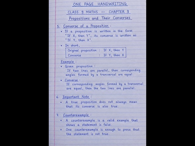 Class 9 Maths Chapter 9 | Propositions and Their Converses | Full Concept #swr #viral