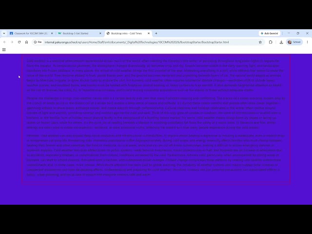 Bootstrap video 2 - using DIV html tags to make a container, row and columns