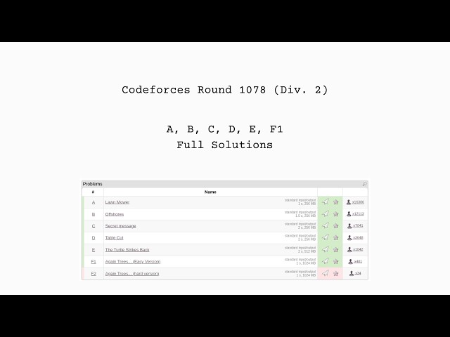 Codeforces Round 1078 (Div. 2) | Complete Solutions (A, B, C, D, E, F1) Explained