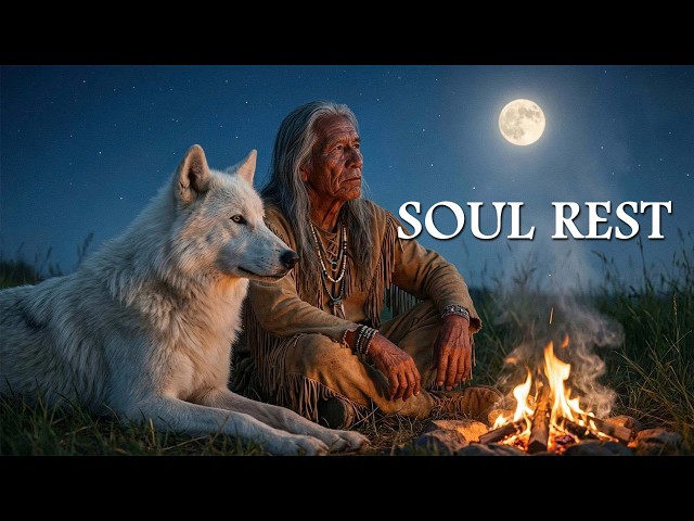 Soul Rest | Spirit Wolf by the Fire with Native American Music for Night Peace