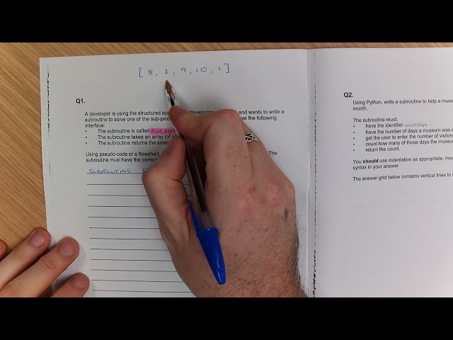 GCSE - SUBROUTINES QUESTION - WALK THROUGH - AQA - PART1