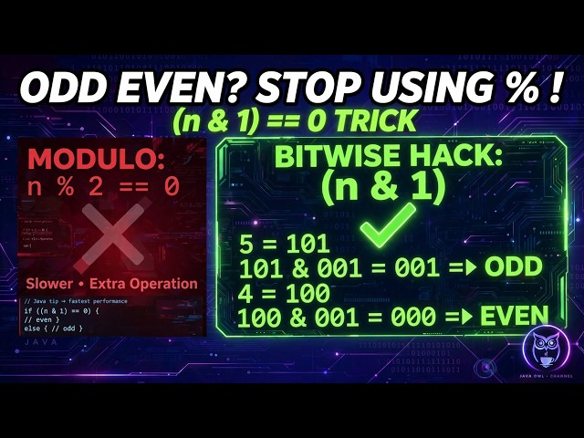 Check Odd or Even Number in Java | Modulo vs Bitwise (n & 1) Trick Explained | Java Owl