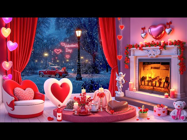 24/7 Happy Valentine's Day 💖 Relaxing Valentine Background Music 🌹💝 Cozy Valentine's Day Fireplaces