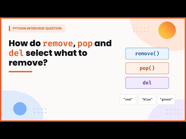 Python remove() vs pop() vs del | Python Interview Question #python #interview #pythoninterview
