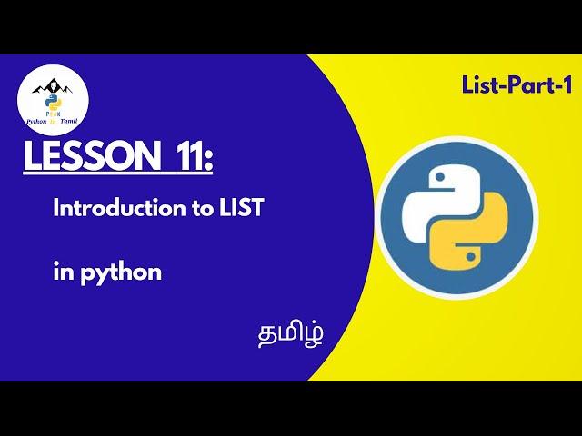 Introduction to List in Python | Part-1 | Peak Python in Tamil | Python full course In Tamil
