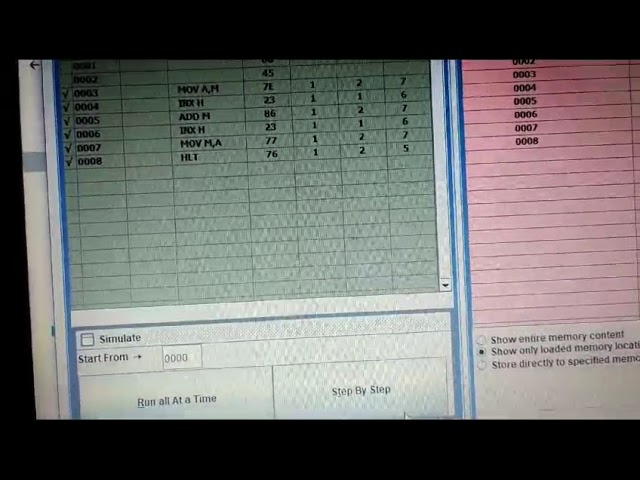 Working with 8085 Simulator