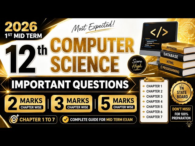 📚 12th Computer Science – 1st Mid Term 2026 Important Questions