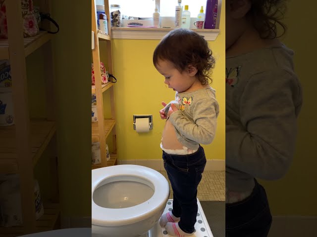 When Your Daughter Learns from Daddy How To Go Potty