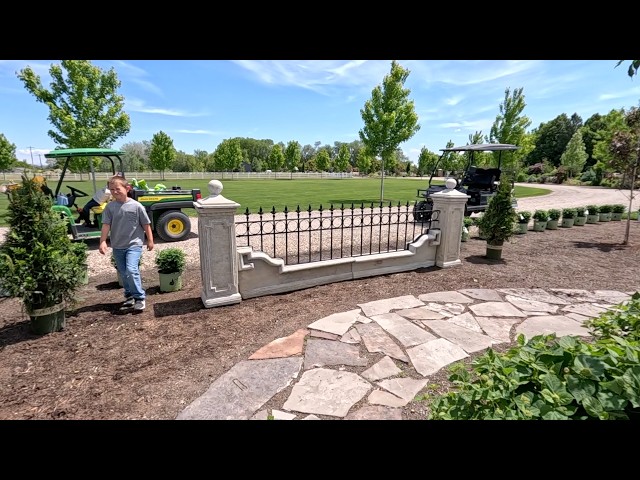 Placing a Concrete & Iron Fence Section, Setting Out Boxwoods & Planting an Arborvitae! 🌲😍🪴