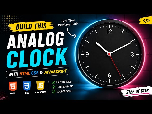 Analog Clock ⏰ using html css javascript || Easy Beginner Project 