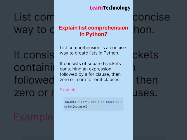 Lists Comprehension in Python #python #interview  #shorts
