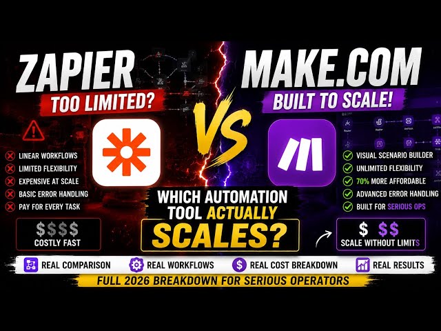 Zapier vs Make.com (2026) — Which Automation Tool ACTUALLY Scales for Serious Operators?