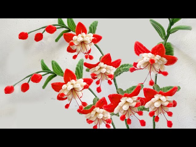 Handmade diy pipe cleaner Fuchsia Flower - Easy Pipe Cleaner Flower Making Tutorial - Chenille Wire