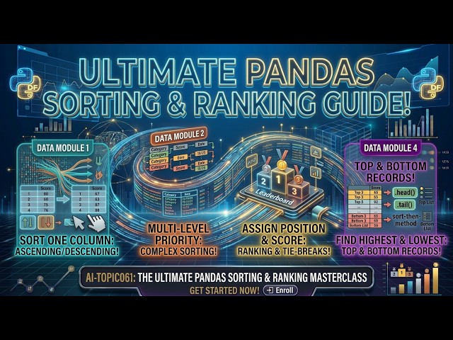 AI-Topic061 | Sorting & Ranking Data in Pandas | Python Data Analysis & Data Cleaning