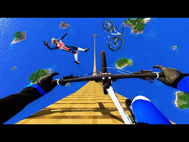 Biking Down IMPOSSIBLE Minecraft Mega Ramp Course