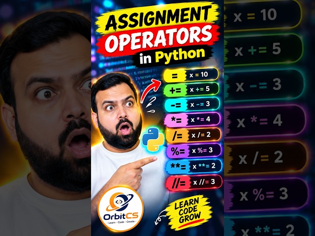 Assignment Operator in python #assignmentoperators #OrbitCS #shorts