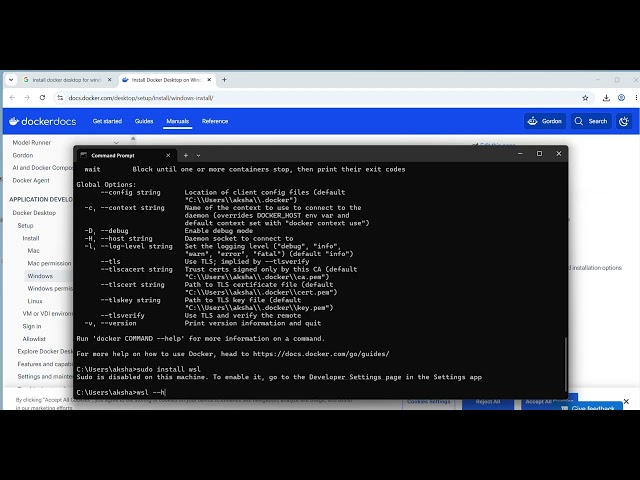 Install Docker on Windows and Fix the WSL error while installing Docker