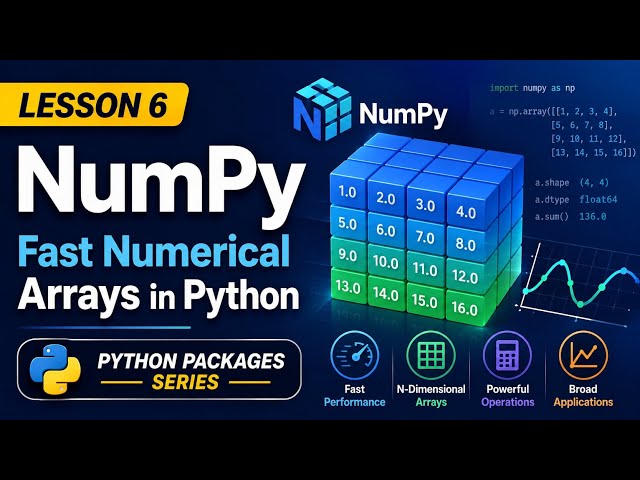 Lesson 6 - NumPy: Fast Numerical Arrays in Python | Python Packages Series | Uplatz