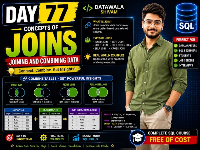Day 77 | SQL JOINS Explained | Concepts of Joining & Combining Data | SQL Tutorial for Beginners