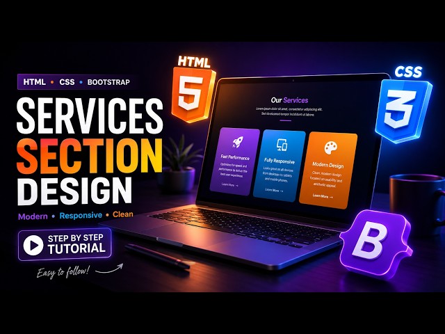 How to Code a Modern Services Section | Bootstrap Web Design Tutorial