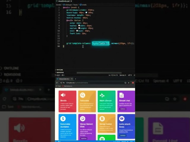 📐 Hack #1 — repeat(auto-fit, minmax()) (Media-query-free responsive grid) #shorts
