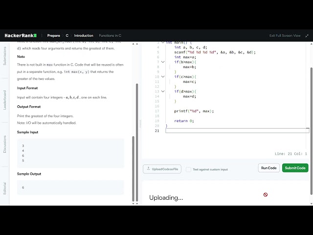 Solving maximum of 4 Number | HackerRank