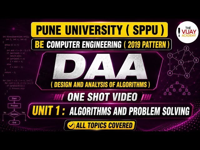 DAA Unit 1 ONE SHOT 🔥 | INSEM | Algorithms & Problem Solving | BE Computer Engg | SPPU 19 Pattern