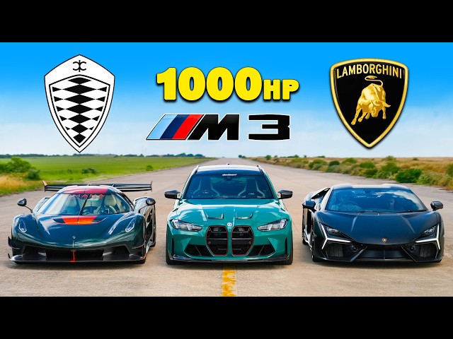 Koenigsegg Jesko vs Lambo Revuelto vs BMW M3 de 1,000hp: ARRANCONES