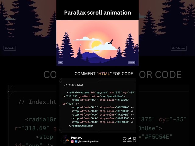 🎢 Parallax Scroll Animation | Smooth Scroll Effects | HTML CSS JavaScript #codewithpanther #web