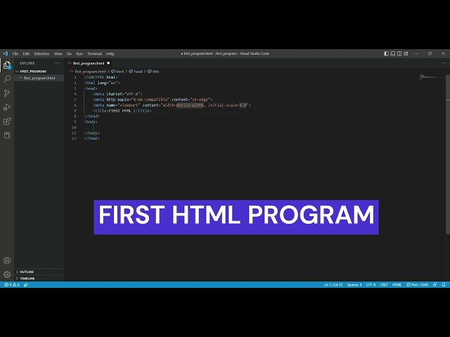 My First HTML Program: Printing "Hello World" || First HTML program