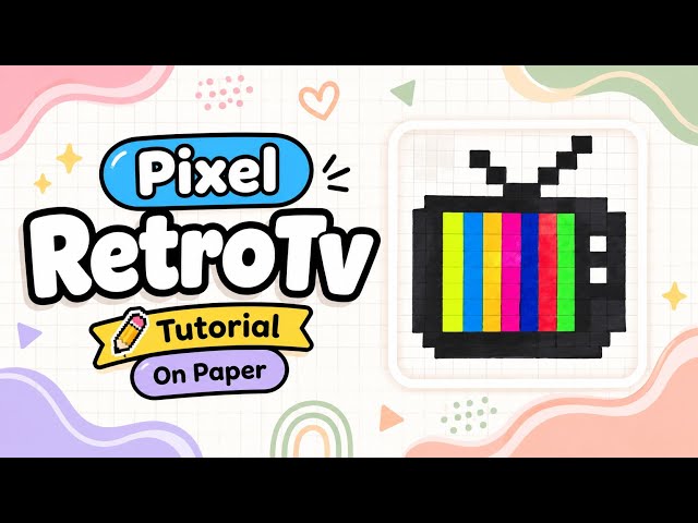 Easy Pixel Retro Tv 📺Drawing on Grid Paper | Step-by-Step Tutorial #tutorial #easyart #pixelart #art