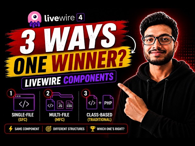 🚀 3 Ways to Build Livewire 4 Components (Which One?) | Ep 08