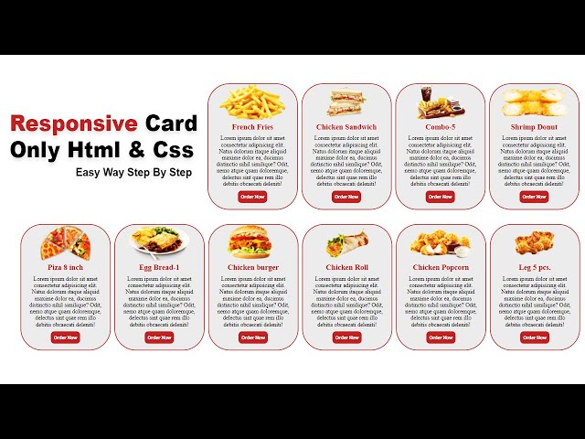 Css Flexbox Responsive Cards | Css Div Contianer | Html Css Cards | Amazing Food Cards