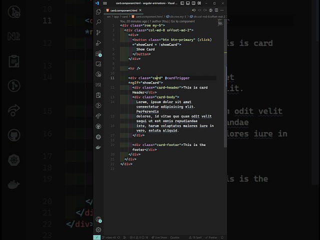 Design the bootstrap card component in Angular Animations app - Angular16 #leelawebdev #angular