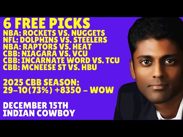 Monday NFL Football Picks Predictions & Best Bets 12/15/2025 Indian Cowboy Picks Predictions Bets