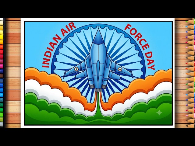 Indian Air Force Drawing | Indian Air Force Poster | Air Force Day Poster | Air Force Day Drawing