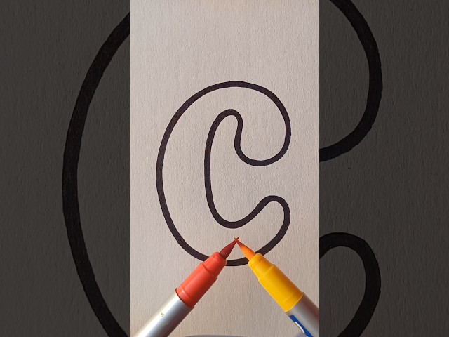 Easy Painting "C" with DOMS brush pen 🤔🎨🖌😱 #painting #satisfying #drawing #art #shorts