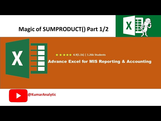 EXCEL SUMPRODUCT | SUMPRODUCT for COUNT | for COUNTIF and COUNTIFS | Use  for MAXIF and MAXIFS