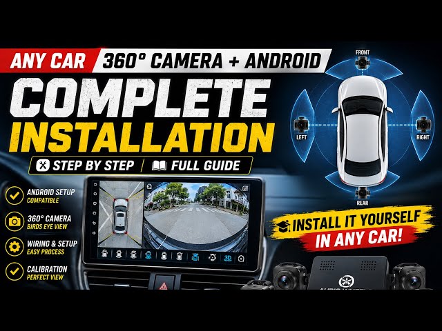 360° Camera + Android Installation | Step-by-Step Guide | Install in Any Car | Full wiring