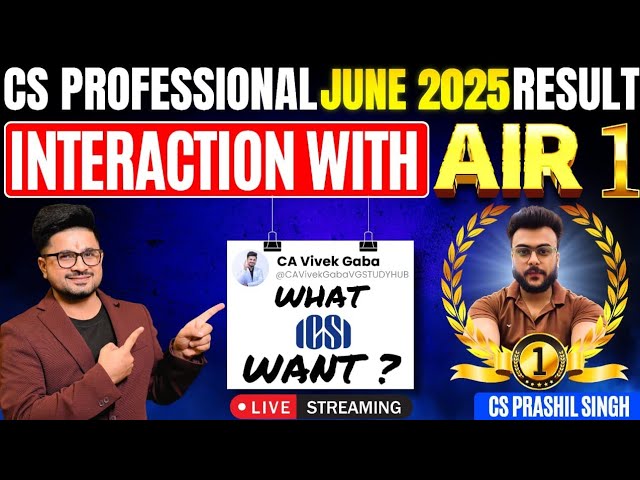 Interaction with AIR - 1 CS Prashil Singh🔥 Rankers Strategy 💯 VG Sir #vgstudyhub #icsi #education