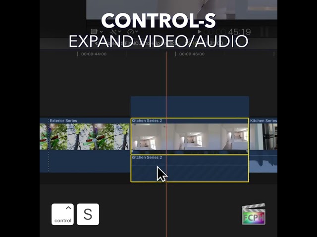 Final Cut Pro Shortcut | Control-S | Expand Video/Audio