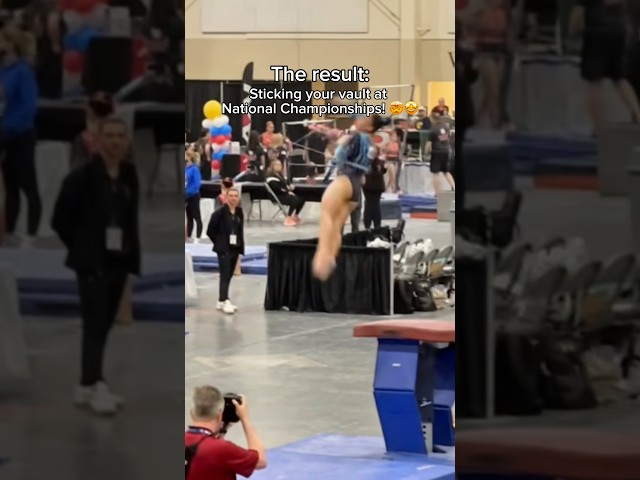 The result? 🤯 Sticking my Yurchenko 1 1/2 at National Championships! 💙#trending #gymnast #shorts