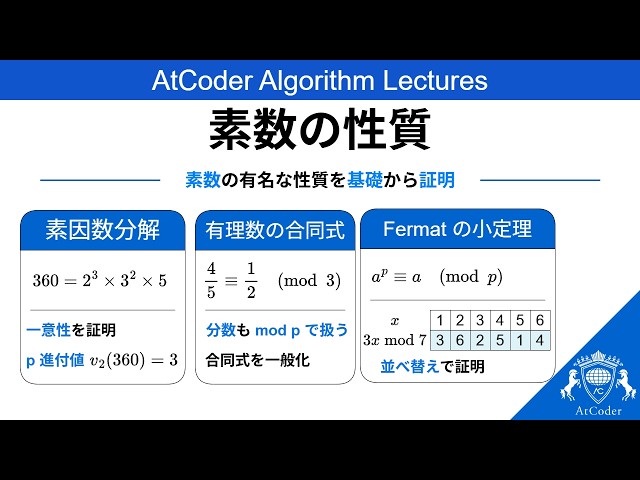 AtCoder Algorithm Lectures: 素数の性質
