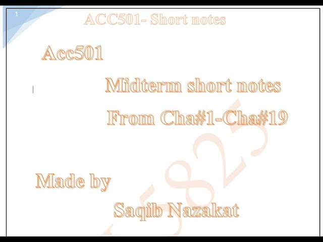 ACC501 short note leacture 5