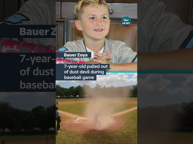 A 7-year-old was rescued from a dust devil during a baseball game #itvnews