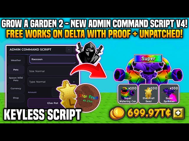 [🌟] NEW ADMIN COMMAND! 🤑 Grow a Garden 2🌶️ Script! • No Key 🔥 *UNPATCHED*✅100% Work🌈 - Anukul Hub V4