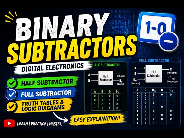 BINARY SUBTRACTORS # HALF SUBTRACTOR # FULL SUBTRACTOR