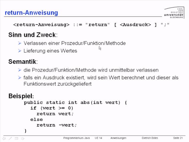 UE14-Anweisungen [-22-return-Anweisung ]